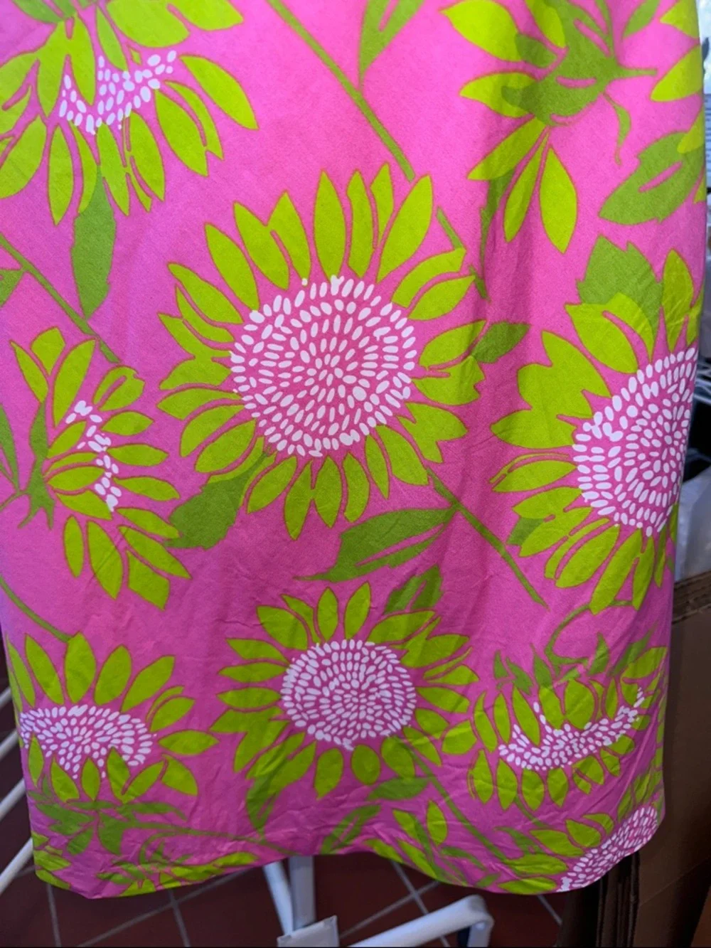 Lilly Pulitzer Bright Pink &‎  Lime Floral Cotton A Line Skirt